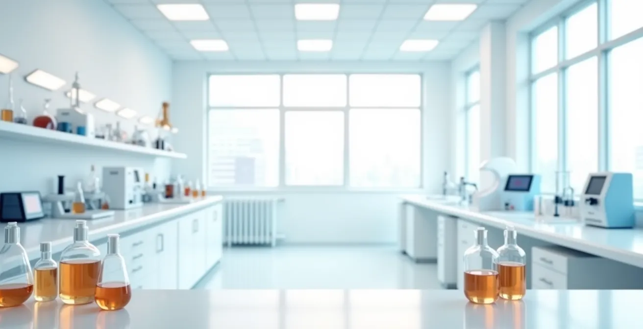 Espace laboratoire épuré avec équipements cosmétiques modernes