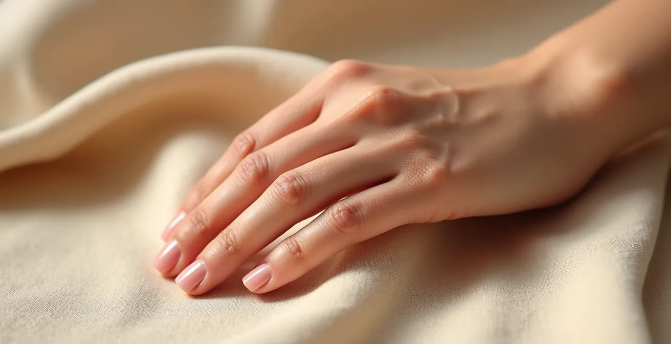 Main féminine montrant une peau visiblement améliorée et hydratée